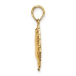 14K Bowling Story in Leaf Circle Charm - Image 2
