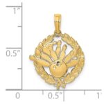 14K Bowling Story in Leaf Circle Charm - Image 3
