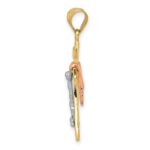 14K Tri-color Diamond-cut Small Draped INRI Crucifix Pendant - Image 3