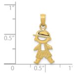 14k Polished and Textured Boy Pendant - Image 3