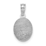 14K White Gold Mini Fleur de Lis Oval Charm - Image 4