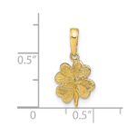 14k Polished and Textured 4-Leaf Clover Pendant - Image 3