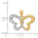 14k and White Rhodium Diamond-cut Butterfly Pendant - Image 3