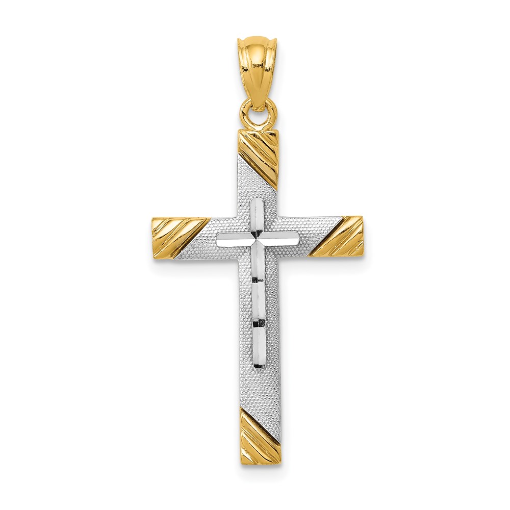 D4411.jpg 14K and White Rhodium Cross Pendant - Image 1