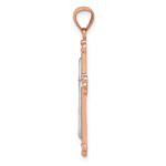 14K Rose Gold and White Rhodium Diamond-Cut Fleur de Lis Cross Pendant - Image 2