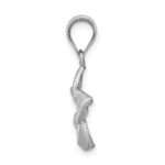 14K White Gold Satin Diamond-cut Plumeria Pendant - Image 2