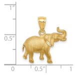 14K Brushed Diamond-cut Elephant Pendant - Image 4