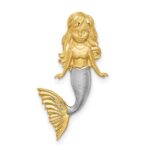 14K and White Rhodium Brushed Diamond-Cut Mermaid Chain Slide