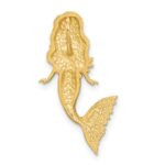14K and White Rhodium Brushed Diamond-Cut Mermaid Chain Slide - Image 3