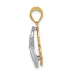 14K Two-tone Polished and Diamond-cut Hollow Heart Pendant - Image 2