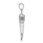 14K White Brushed 3-D Italian Horn Pendant - Image 2