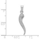 14K White Brushed 3-D Italian Horn Pendant - Image 4