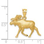 14K Brushed and Diamond-cut Alaskan Moose Pendant - Image 4
