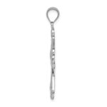 14K White Gold Polished Diamond-cut Textured Cross Pendant - Image 2