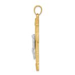 14K Two-tone Brushed and Polished Greek Key Crucifix Pendant - Image 2