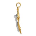 14K Two-tone Polished and Satin Diamond-cut Mariner Crucifix Pendant - Image 2