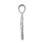 14K White Gold Brushed and Polished Diamond-cut Virgin Mary Pendant - Image 2