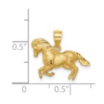 14K Brushed and Diamond-cut Horse Pendant - Image 4
