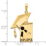 14k Black Epoxy Graduation Cap and DIPLOMA Pendant - Image 3