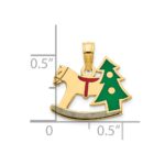 14k Polished Epoxy Rocking Horse with Christmas Tree Pendant - Image 3