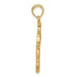 14K Polished Textured Fleur de Lis Cross Pendant - Image 2