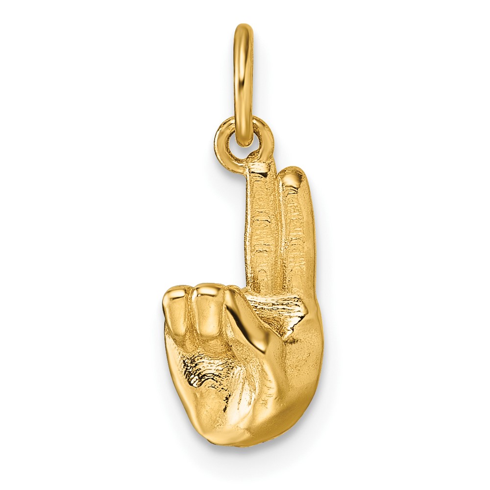 D5808U.jpg 14K American Sign Language Alphabet Fingerspelling Sign U Pendant - Image 1