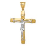 14k Two-tone CZ Crucifix Pendant