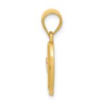 14k Two-Tone Heart Letter V  Initial Pendant - Image 2