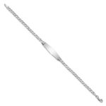 14k White Gold Polished Semi-Solid Chain/Solid Plate Cuban Link Soft Diamond Shape 25.5x7.5mm Plate 8 inch ID Bracelet - Image 2