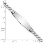 14k White Gold Polished Semi-Solid Chain/Solid Plate Cuban Link Soft Diamond Shape 25.5x7.5mm Plate 7 inch ID Bracelet - Image 3