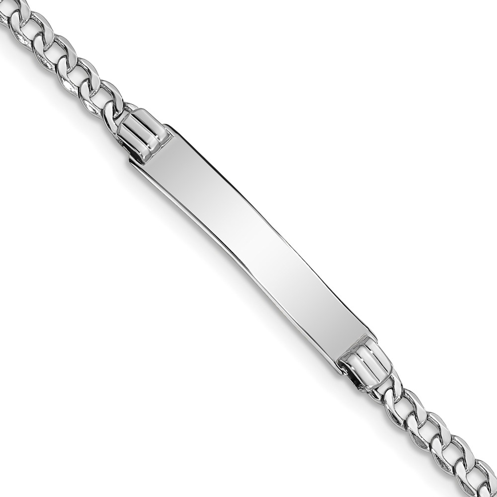 DCID106W-7-1.jpg 14k White Gold Polished Semi-Solid Chain/Solid Plate Cuban Link 26x5mm Plate 8 inch ID Bracelet - Image 1