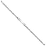 14k White Gold Polished Semi-Solid Chain/Solid Plate Figaro Link 26x5mm Plate 8 inch ID Bracelet - Image 2