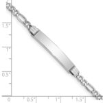 14k White Gold Polished Semi-Solid Chain/Solid Plate Figaro Link 26x5mm Plate 8 inch ID Bracelet - Image 3