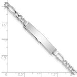 14K White Gold Polished Semi-Solid Chain/Solid Plate Figaro Link 33.5x6.5mm Plate 8 inch ID Bracelet - Image 3