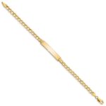 14k Polished Semi-Solid Chain/Solid Plate Curb Link 33x6.75mm Plate 7 inch ID Bracelet - Image 2