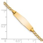 14k Polished Semi-Solid Chain/Solid Plate Cuban Link Soft Diamond Shape 19.5x5.5mm Plate 7 inch ID Bracelet - Image 3