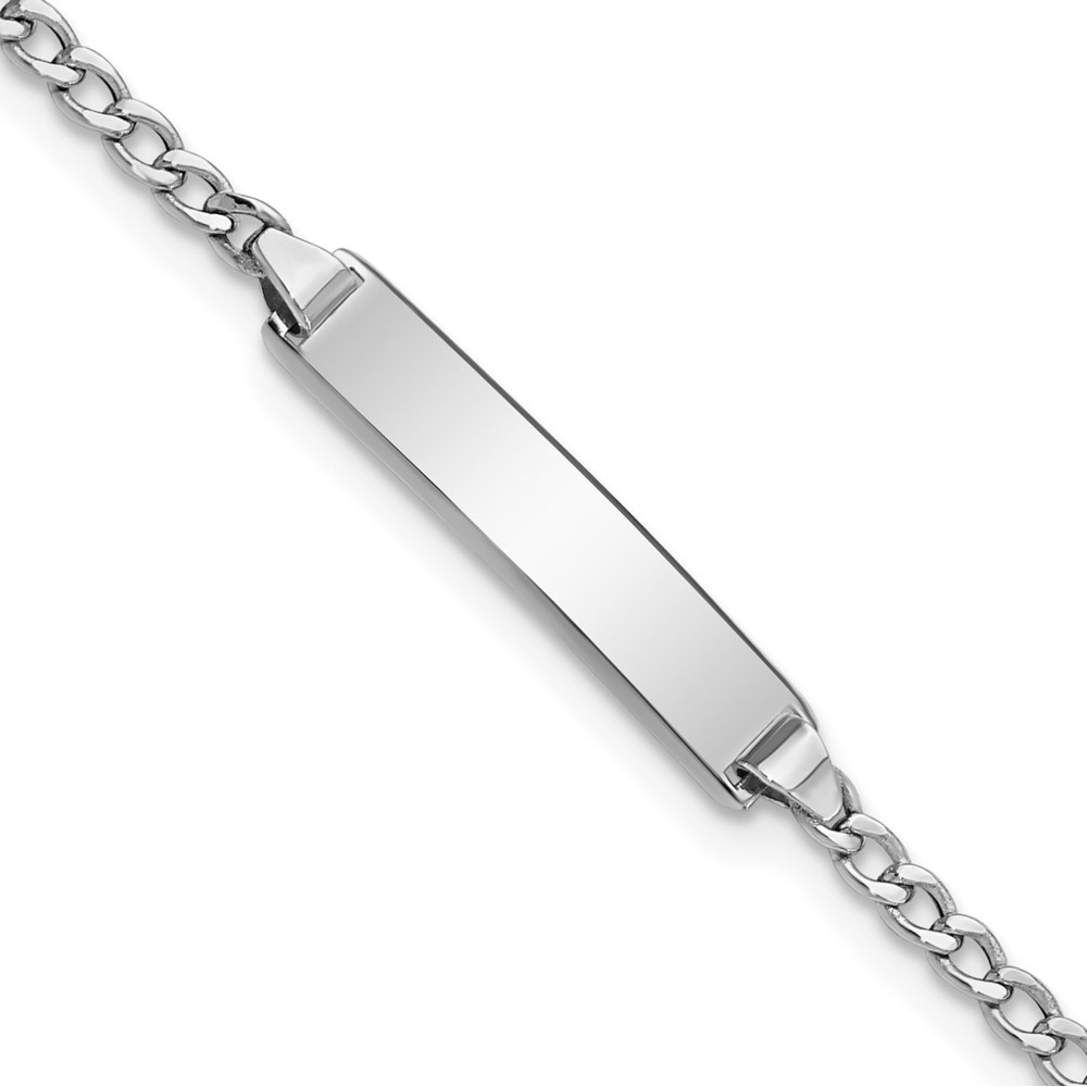 DCID132W-5.5-1.jpg 14k White Gold Polished Semi-Solid Chain/Solid Plate Cuban Link 20.5x4.5mm Plate 7 inch ID Bracelet - Image 1