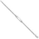 14k White Gold Polished Semi-Solid Chain/Solid Plate Cuban Link 20.5x4.5mm Plate 7 inch ID Bracelet - Image 2
