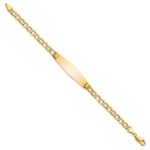 14k Polished Semi-Solid Chain/Solid Plate Cuban Link Soft Diamond Shape 34x10mm Plate 8 inch ID Bracelet - Image 2