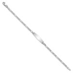 14k White Gold Polished Semi-Solid Chain/Solid Plate Figaro Link Soft Diamond Shape 20x5.5mm Plate 6 inch Baby/Child ID Bracelet - Image 2
