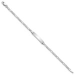 14k White Gold Polished Semi-Solid Chain/Solid Plate Figaro Link 19.5x4.5mm Plate 5.5 inch Baby/Child ID Bracelet - Image 2