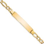 14k Polished Semi-Solid Chain/Solid Plate Figaro Link 34.5x7mm Plate 8 inch ID Bracelet