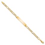 14k Polished Semi-Solid Chain/Solid Plate Figaro Link 34.5x7mm Plate 8 inch ID Bracelet - Image 2