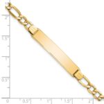 14k Polished Semi-Solid Chain/Solid Plate Figaro Link 34.5x7mm Plate 8 inch ID Bracelet - Image 3