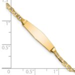 14k Polished Semi-Solid Chain/Solid Plate Anchor Link Soft Diamond Shape 19.5x5.5mm Plate 7 inch ID Bracelet - Image 3
