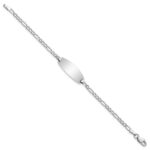 14k White Gold Polished Semi-Solid Chain/Solid Plate Figaro Link Oval 18.5x8.5mm Plate 5.5 inch Baby/Child ID Bracelet - Image 2
