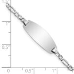 14k White Gold Polished Semi-Solid Chain/Solid Plate Figaro Link Oval 18.5x8.5mm Plate 5.5 inch Baby/Child ID Bracelet - Image 3
