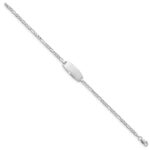 14k White Gold Polished Semi-Solid Chain/Solid Plate Figaro Link Oval 18.5x8.5mm Plate 7 inch ID Bracelet - Image 2