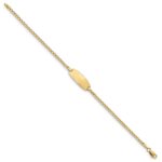 14k Polished Semi-Solid Chain/Solid Plate Curb Link Oval 18.5x8.5mm Plate 7 inch ID Bracelet - Image 2