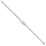 14k White Gold Polished Semi-Solid Chain/Solid Plate Curb Link Oval 18.5x8.5mm Plate 7 inch ID Bracelet - Image 2